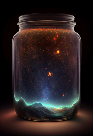 Entire Universe in Glass Jar - AI generated space backgroundの素材