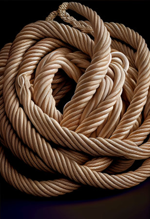 elegant intricate beige rope pattern - AI generated knot close-upの素材