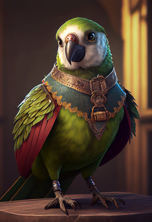 Colorful cartoon parrot - AI generated characterの素材