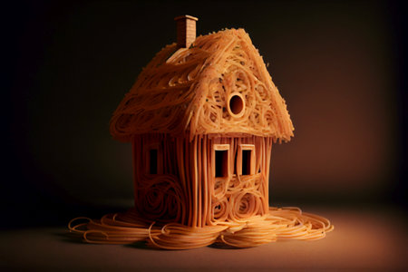 Spaghetti-constructed house - AI generated background wallpaperの素材