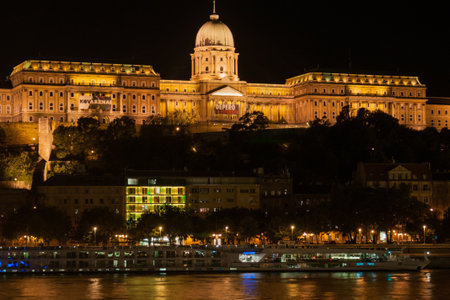 Hungarian National Gallery at night Budapestのeditorial素材
