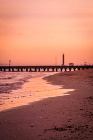Sunset at the beach, Italy, Jesoloの写真素材