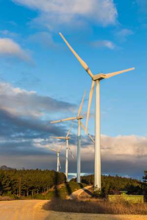 Wind turbines in hilly landscape 1