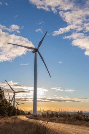 Wind turbines in hilly landscape 2