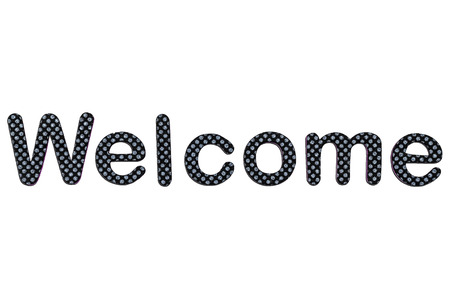 A welcome banner made of rubber lettersの写真素材