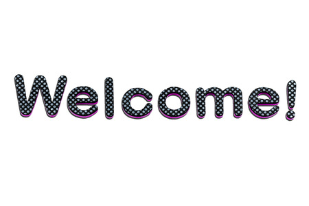 A welcome banner made of rubber lettersの写真素材