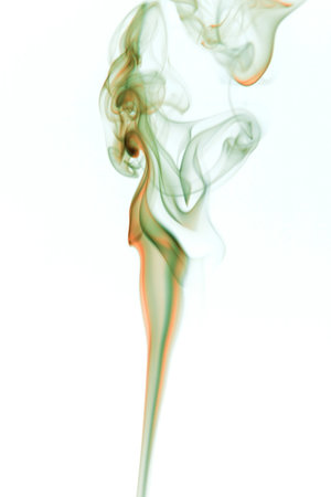 An abstract smoke pattern created by burning incenseの写真素材