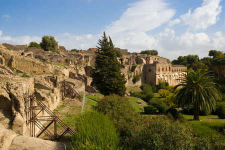  portion of the ruins at the ancient city of Pompeiiの写真素材