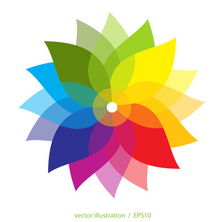 Beauty and colored flower over white backgroundのイラスト素材
