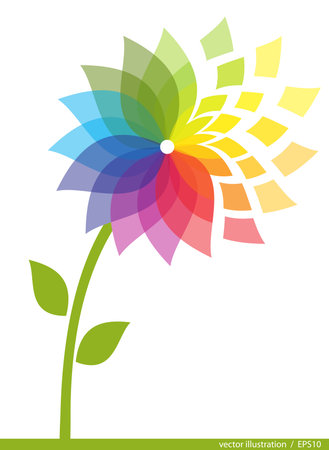 Beauty and colored flower over white backgroundのイラスト素材