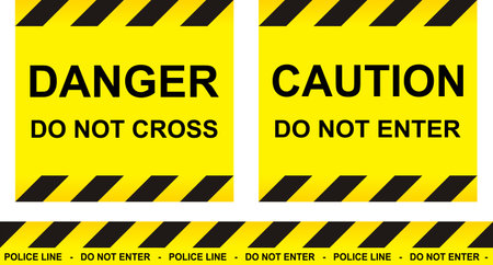 Caution, danger, and police tape attentionのイラスト素材