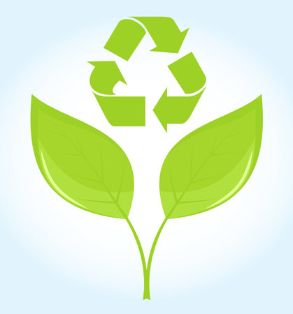 Green recycle symbol icon with leavesのイラスト素材