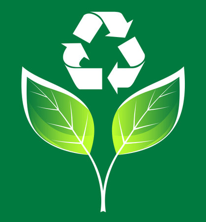Green recycle symbol icon with leavesのイラスト素材