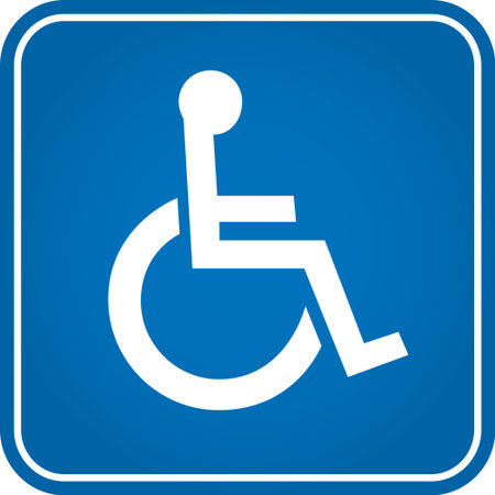 Blue square handicapped sign with wheelchairのイラスト素材