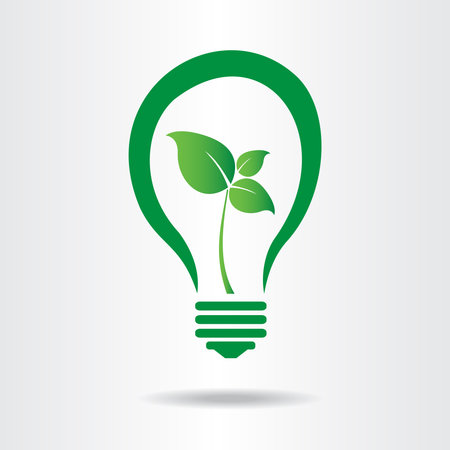 Green eco energy concept, plant growing inside the light bulbのイラスト素材
