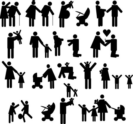 Icons set people and familyのイラスト素材