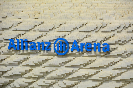 Gunzburg GERMANY April 29 2015 : Legoland  football stadium from LEGO bricksのeditorial素材