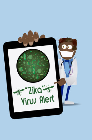 Zika virus alert (doctor with tablet computer)の写真素材