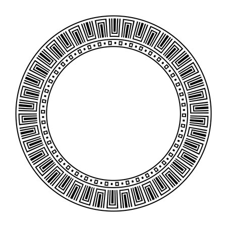 Greek repetetive motif,   pattern brush of meander, line maze circle frame, greece key on white background, ancient symbolsのイラスト素材
