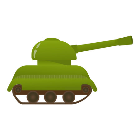 Military tank in cartoon style isolated on white background, war armoured fighting vehicleのイラスト素材