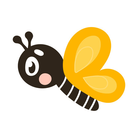 Cute Easter butterfly character for kids illustration, design element for spring themed invitationsのイラスト素材