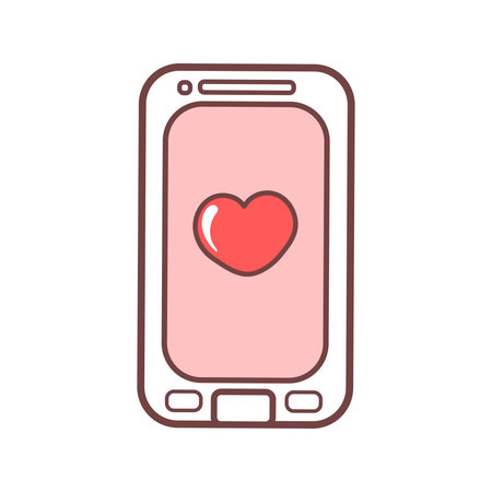Cute smartphone with love message isolated on white background. design element for Valentines day greeting cardのイラスト素材