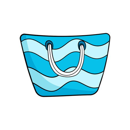 Colorful summer blue beach bag or vacation in cartoon style, accessory for women for summertime, design element for printのイラスト素材