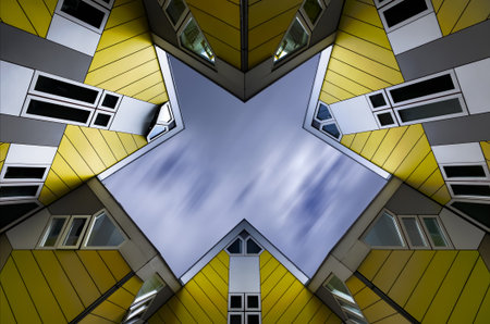 Rotterdam Netherlands  March 25 2014: Cloudy sky above Cube houses Kijk Kubusのeditorial素材