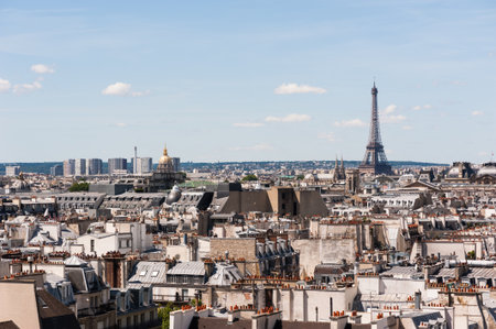 Paris skyline with the Eiffel tower by a sunny afternoonの写真素材