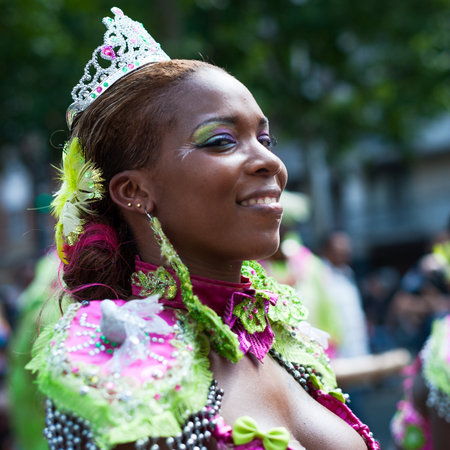 Paris, France - July 6, 2013: young female dancer performing on streets of Paris at the annual...