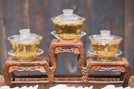 Three cups of teaの写真素材