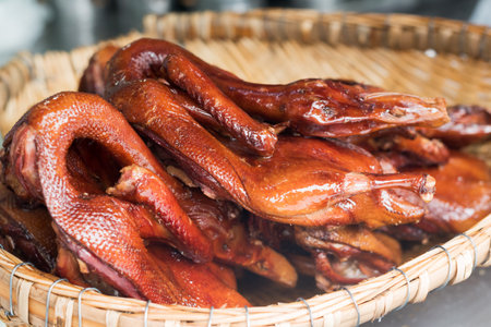 Peking duck in a basketの写真素材