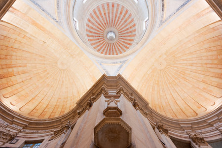 Lisbon, Portugal - Nov 23, 2013: Ceiling and dome of the national Pantheon low angle view.のeditorial素材