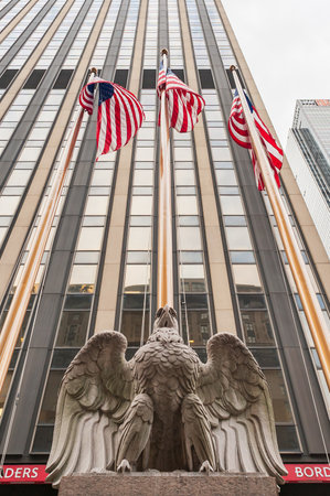 Eagle Statue and American flags  Outside Madison Square Gardenのeditorial素材