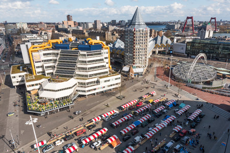 Rotterdam Blaak district aerial viewのeditorial素材