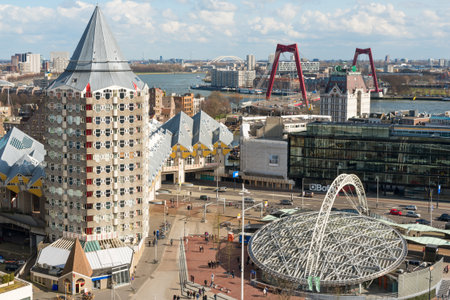 Rotterdam Blaak district aerial viewのeditorial素材