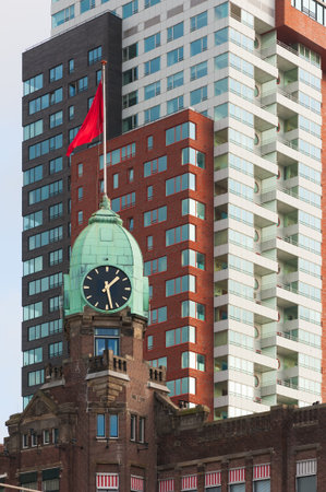 Clock tower on the New York Hotel Rotterdamのeditorial素材