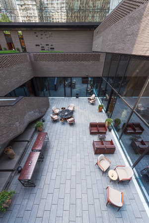 Chengdu  Temple House hotel terraceのeditorial素材