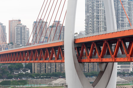 DongShuiMen bridge in daylight in Chongqingのeditorial素材