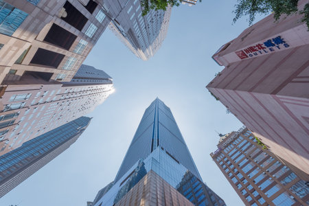 Buildings and skyscrapers in Yuzhong district Chongqingのeditorial素材