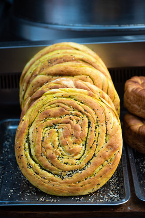 chinese pancakes in a street marketの写真素材