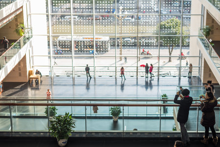 Chengdu, Sichuan province, China - Jan 21, 2016 : Interior of the Chengdu public library which is located in the center of the city.のeditorial素材