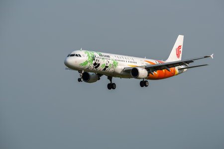 Chengdu airport, Sichuan province, China - August 28, 2019 : Air China Airbus A321 commercial...