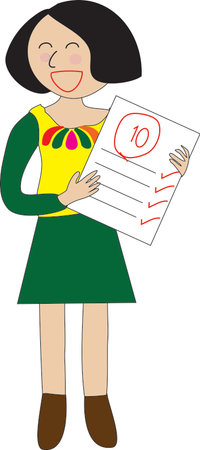 Vector illustration of women holding perfect 10 score signs.のイラスト素材
