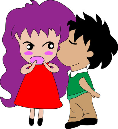 Kissing couple valentine day greetingのイラスト素材