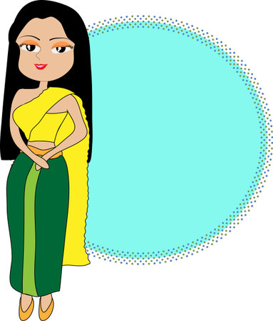 Thai Lady in Traditional Thai Dressesのイラスト素材