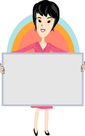 Businesswoman with white boardのイラスト素材