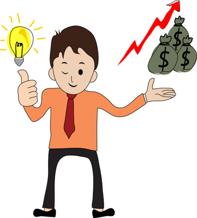 Businessman gets a bright ideaのイラスト素材