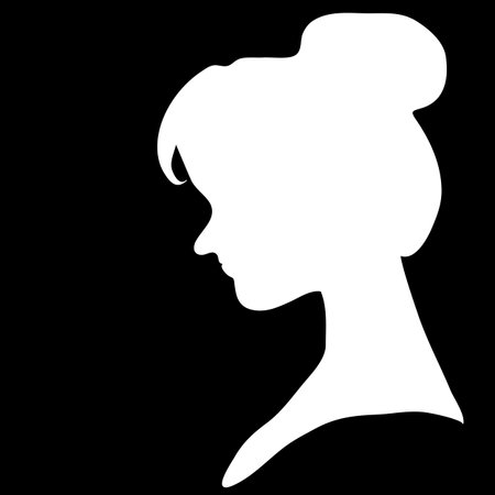 beautiful girl silhouette with stylish hairstyleのイラスト素材