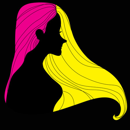 Colorful Fashion Woman with Long Hair.のイラスト素材